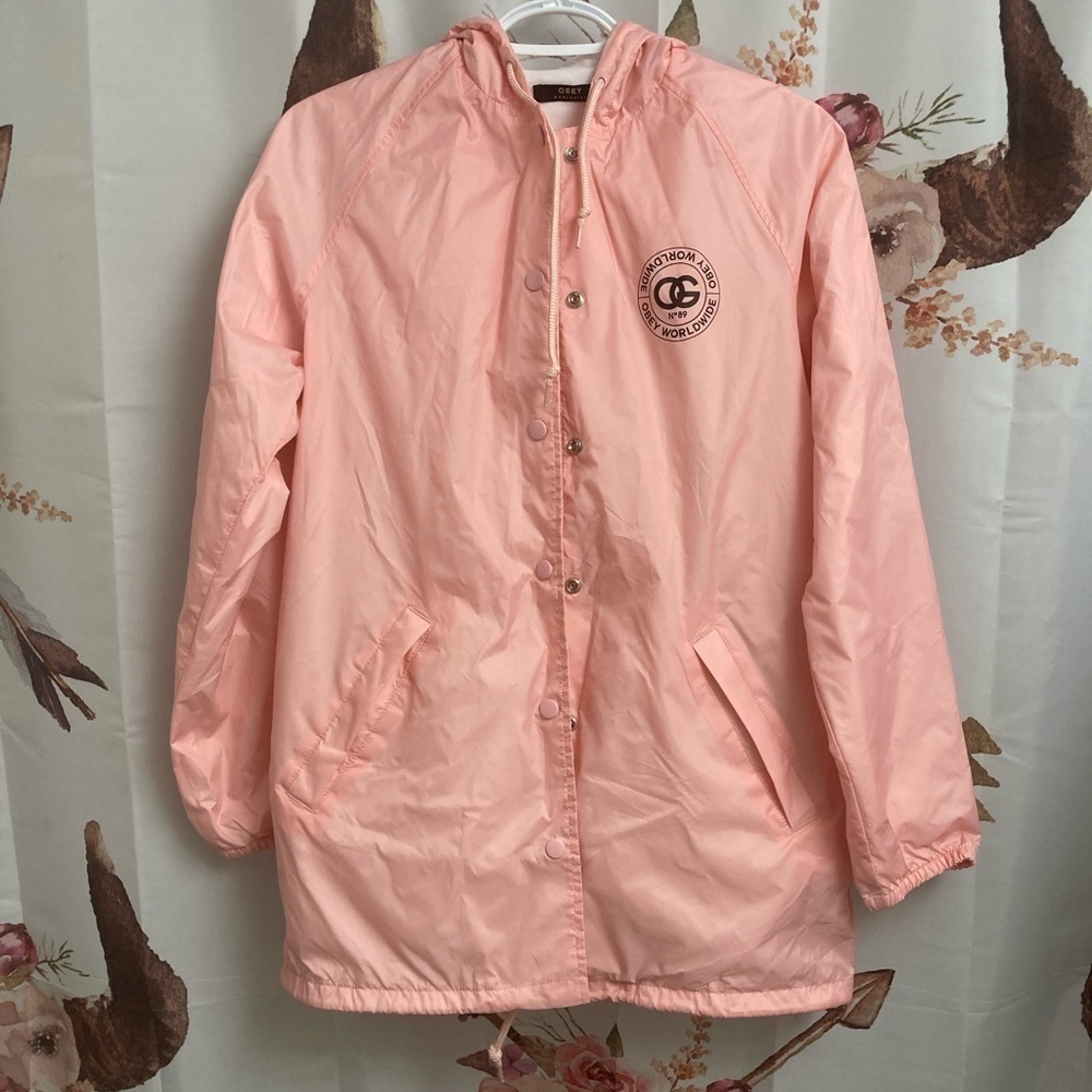 XS pink lightweight OBEY jacket​​​​​​​​​​​
